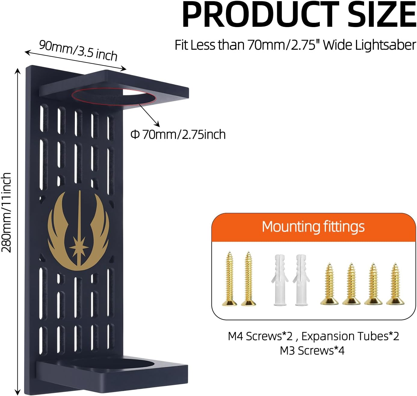 Lightsaber Stand with Pattern，Wooden Lightsaber Wall Mount Display Stand，Vertical Wall-Mounted Lightsaber Display Rack – Fits Most Lightsabers，Gift for Lightsaber Collectors (01)
