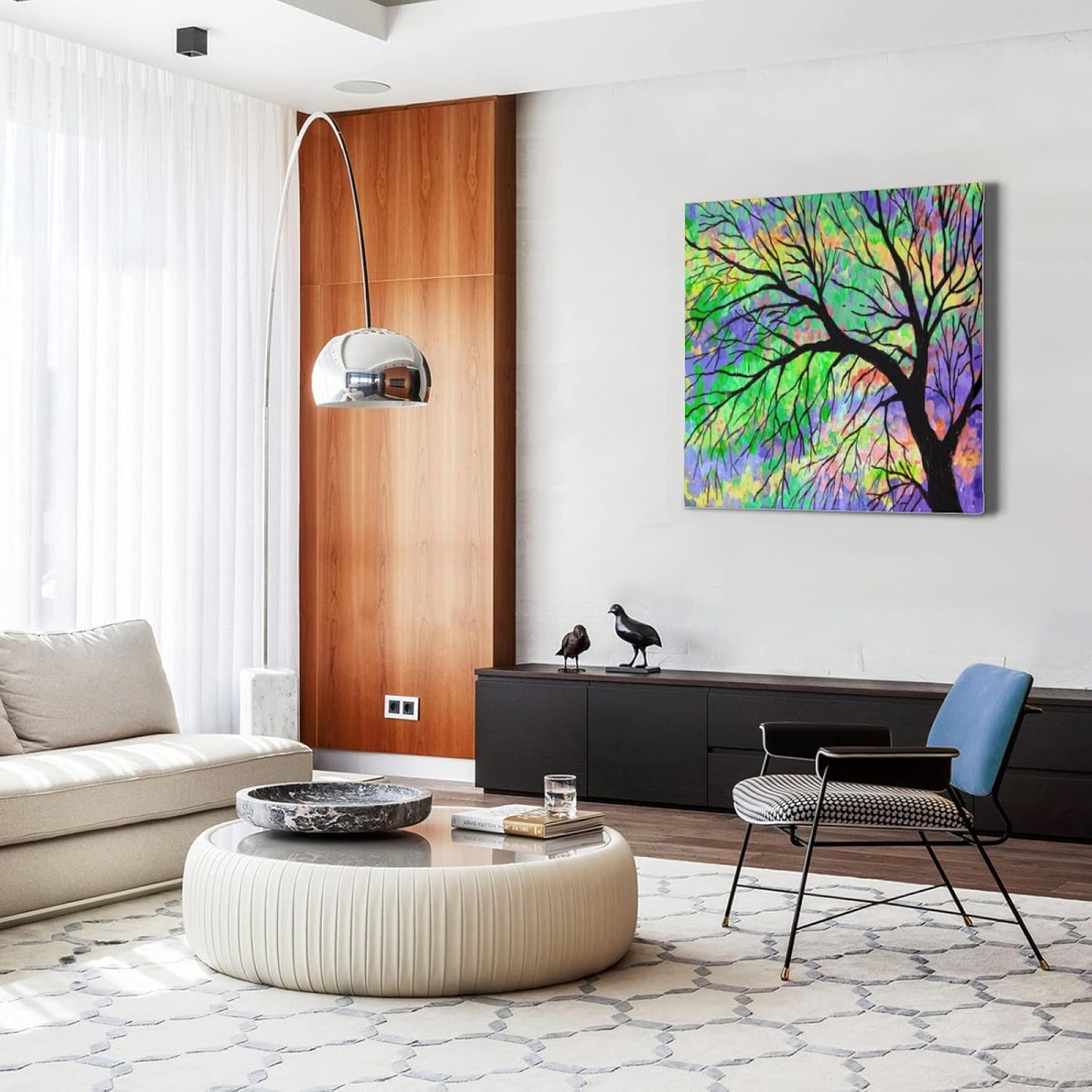 TropicalLife Abstract Branch Pattern Canvas Wall Art with Sturdy Natural Wood Frame Art Branch Artwork for Living Room Office Wall Decor Easy To Hang