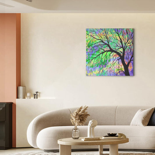 TropicalLife Abstract Branch Pattern Canvas Wall Art with Sturdy Natural Wood Frame Art Branch Artwork for Living Room Office Wall Decor Easy To Hang