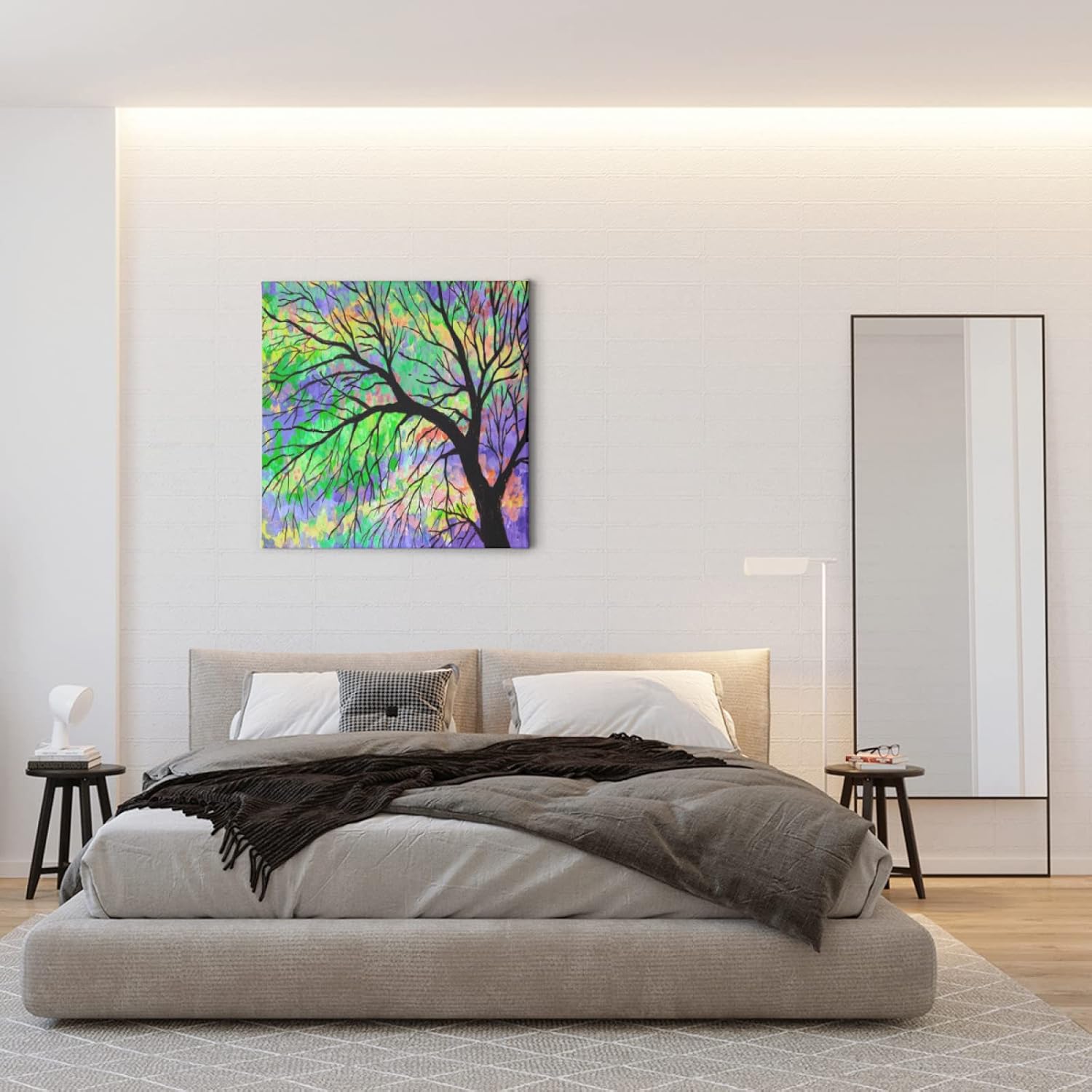 TropicalLife Abstract Branch Pattern Canvas Wall Art with Sturdy Natural Wood Frame Art Branch Artwork for Living Room Office Wall Decor Easy To Hang