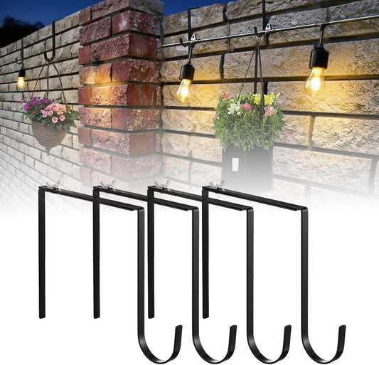 4 Pcs Outdoor No Drill String Light Hooks for 6-11 inch Concrete, Cinder Block & Brick Walls, Metal Adjustable Wall & Brick Hangers for Hanging Outdoor Rope Lights Cable Cord Holders Organizer