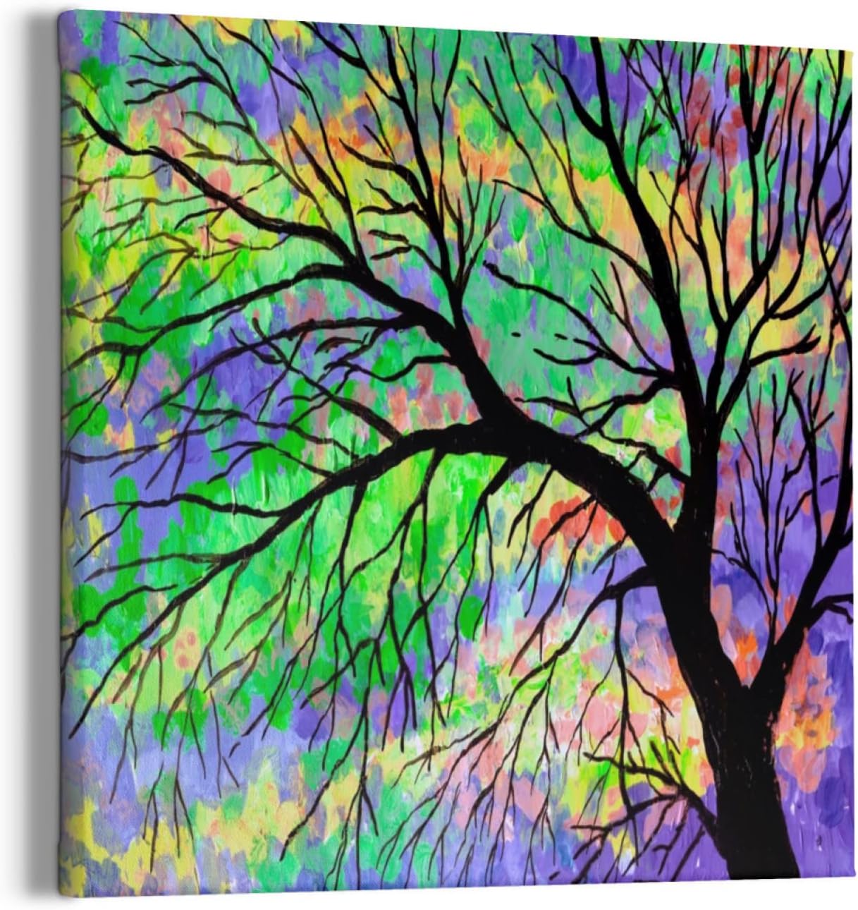 TropicalLife Abstract Branch Pattern Canvas Wall Art with Sturdy Natural Wood Frame Art Branch Artwork for Living Room Office Wall Decor Easy To Hang